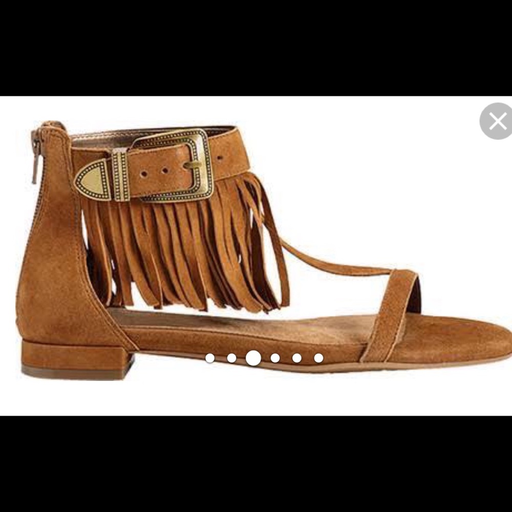 New Aerosoles lowdown fringe heeled suede sandals - Picture 2 of 8